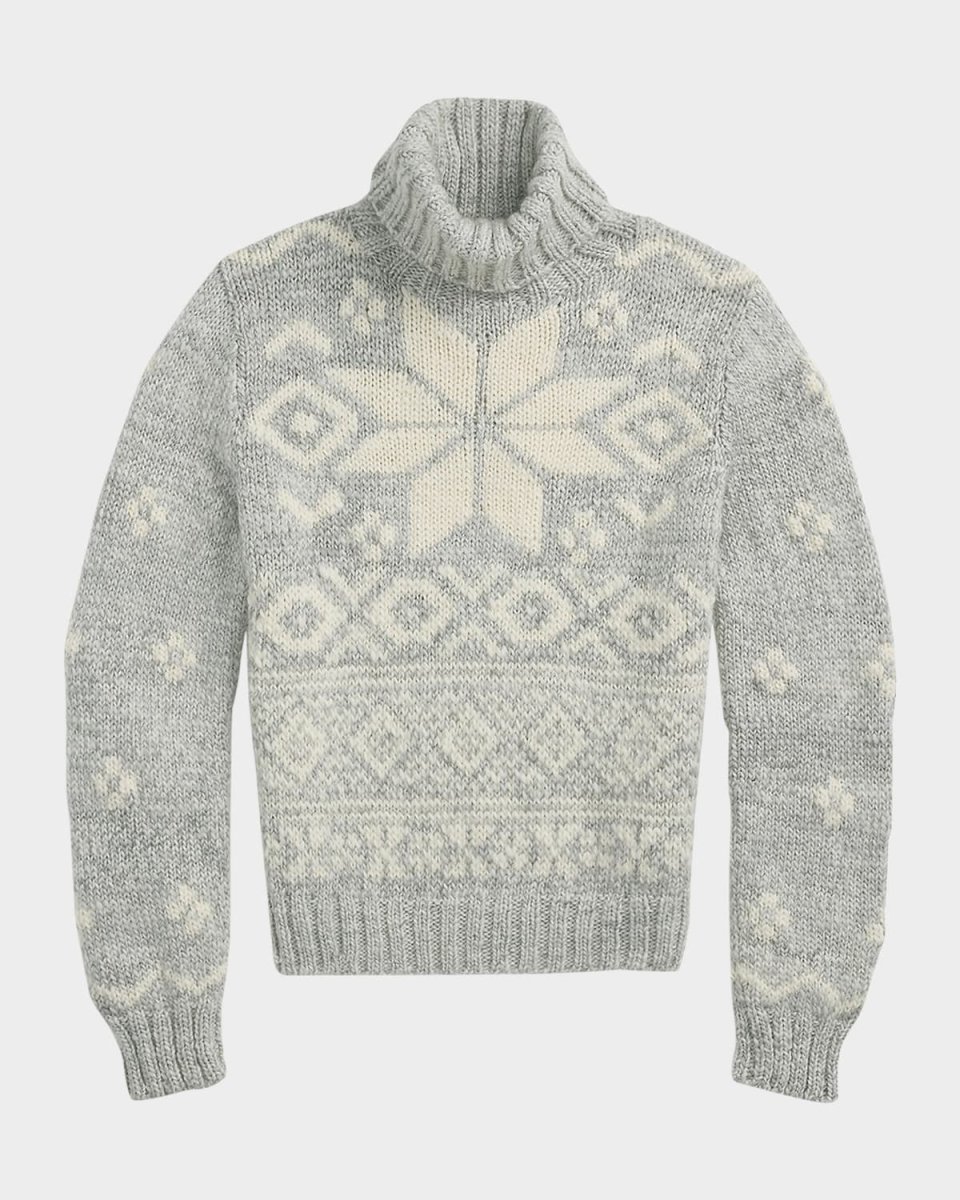 Snowflake-Motif Wool Turtleneck